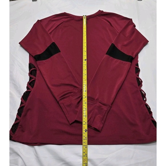 Harley Davidson Womens Performance/Activewear Long Sleeve XL Top Maroon Black - Picture 10 of 16